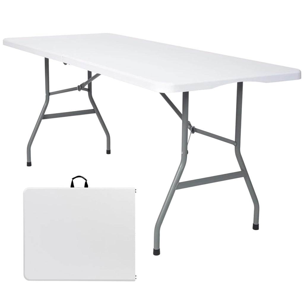 White 6FT Folding Plastic Utility Table with Steel Legs E752207