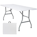 White 6FT Folding Plastic Utility Table with Steel Legs E752207