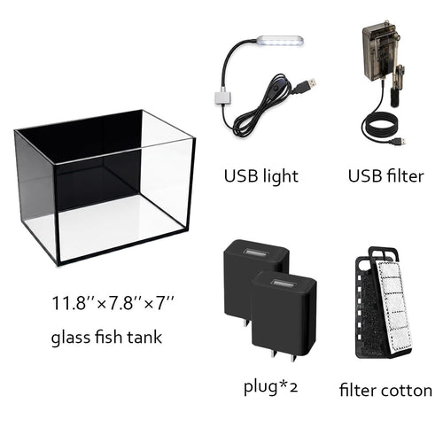 2.8 Gallon Glass Fish Tank with Light and Filter B511588