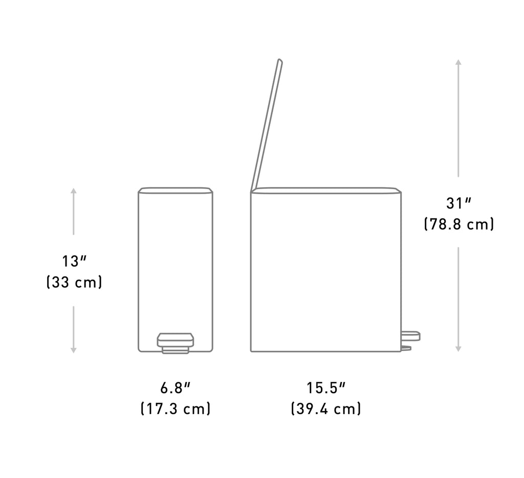 9L Brushed Stainless Steel Slim Step Trash Can C64516
