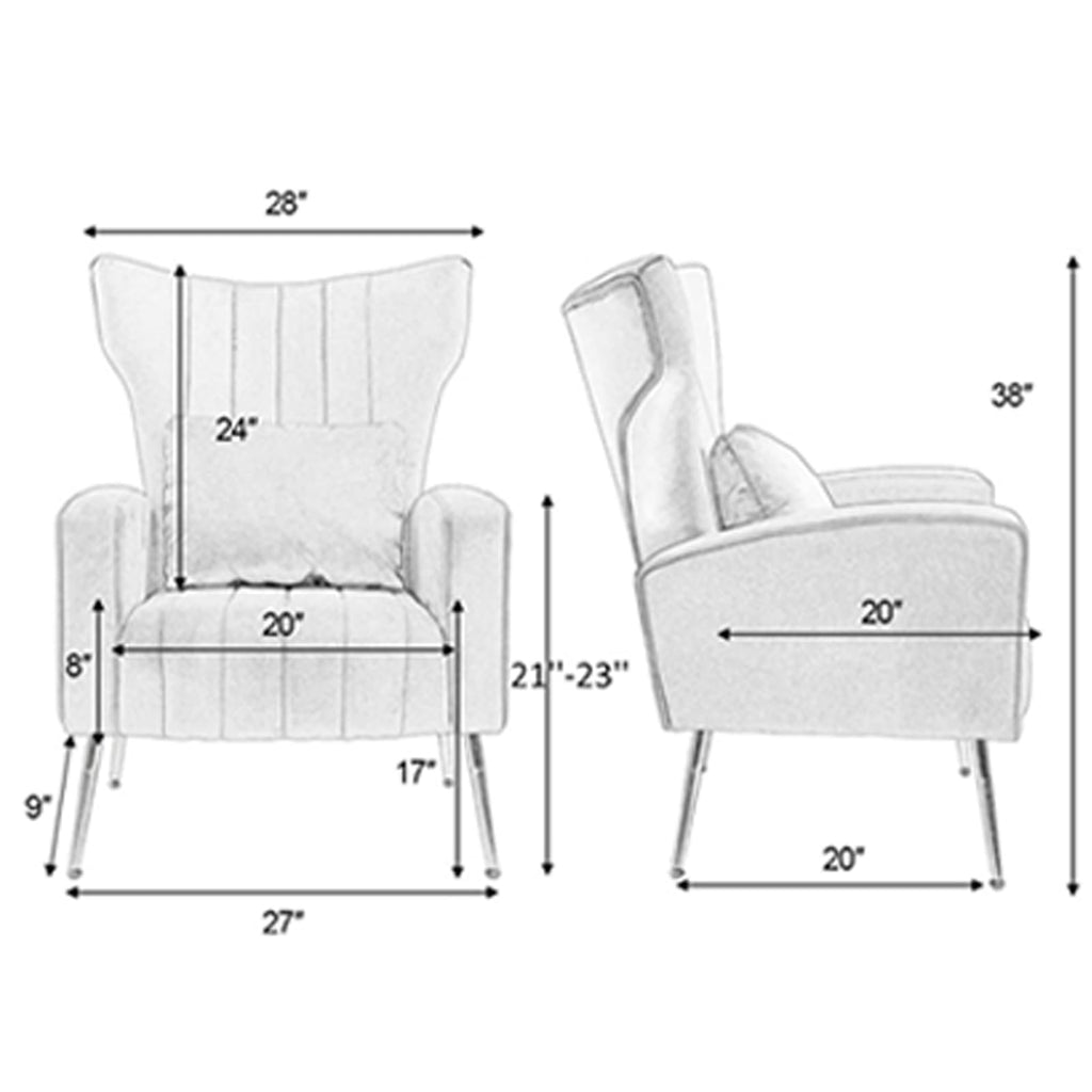 Green Velvet Accent Chairs Set of 2 with Lumbar Pillow I851
