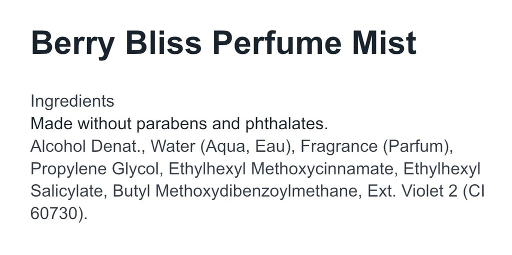Fruit Fusion Berry Bliss Perfume Mist 8 oz M61418