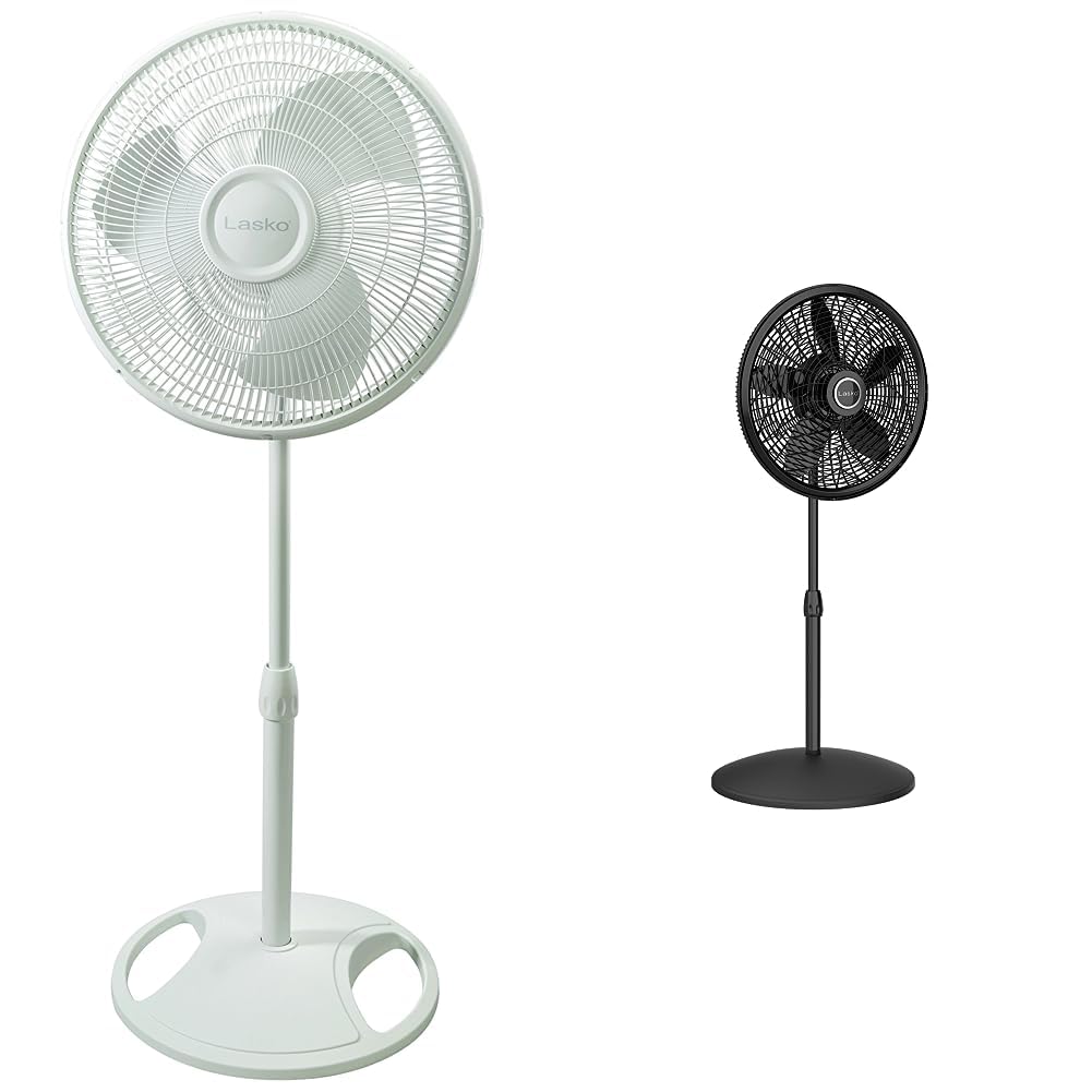 White 16 Inch and Black 18 Inch Oscillating Pedestal Stand Fans B371
