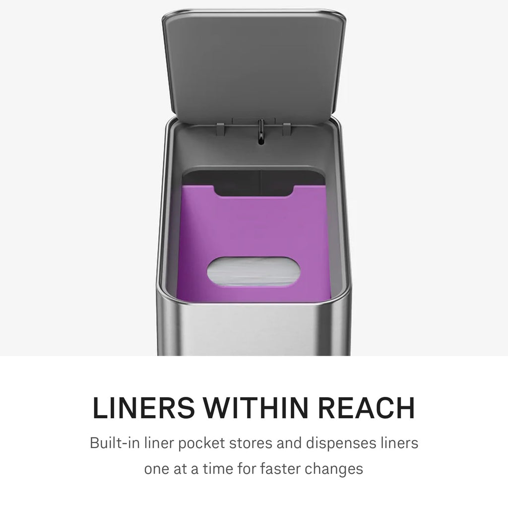 9L Brushed Stainless Steel Slim Step Trash Can C64516