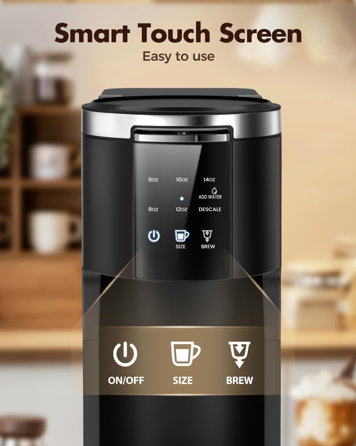 Single Serve 2 in 1 Pod Coffee Maker, 6 to 14oz, Black Y867