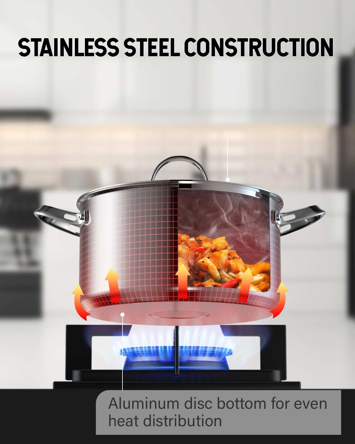 7 Quart Stainless Steel Stock Pot with Lid Q43402