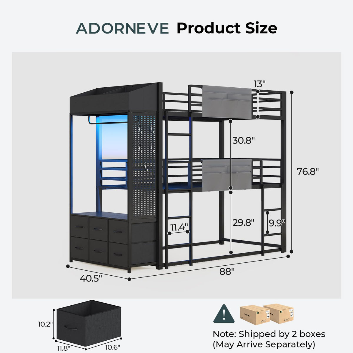 Triple Bunk Bed with 6 Storage Drawers O17388