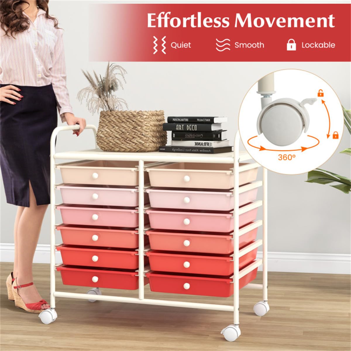 12 Drawer Rolling Storage Cart with Wheels E554027