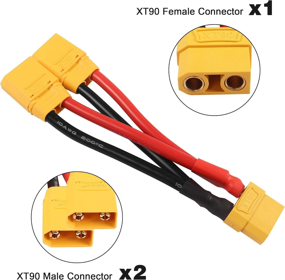 2-Pack XT90 Parallel Battery Connector Cable 12AWG S439