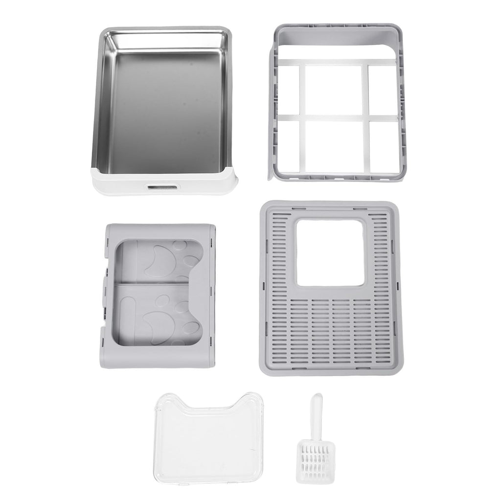 Foldable Stainless Steel Enclosed Cat Litter Box with Lid and Scoop K5359