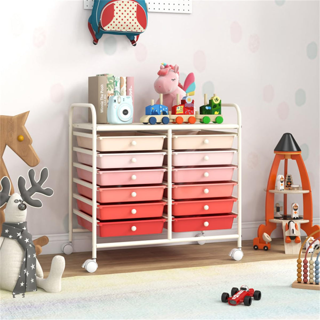 12 Drawer Rolling Storage Cart with Wheels E554027