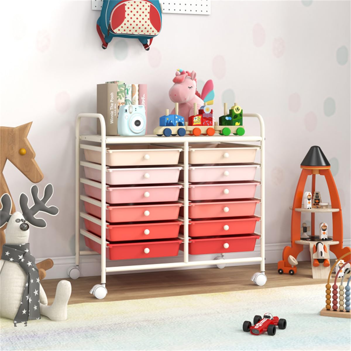 12 Drawer Rolling Storage Cart with Wheels E554027