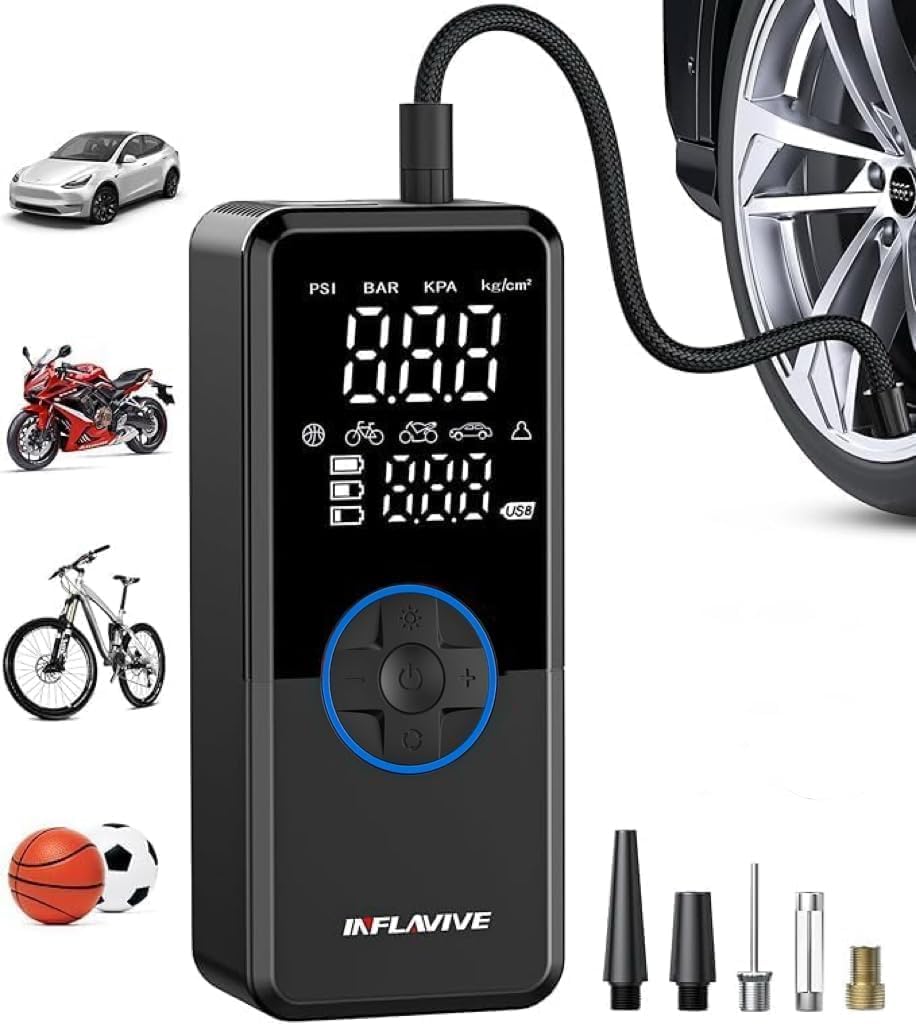 Portable Cordless Tire Inflator Air Compressor with Digital Gauge F70037