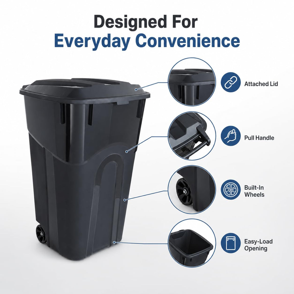 32-Gallon Heavy-Duty Wheeled Trash Can with Click-Lock Lid S1264