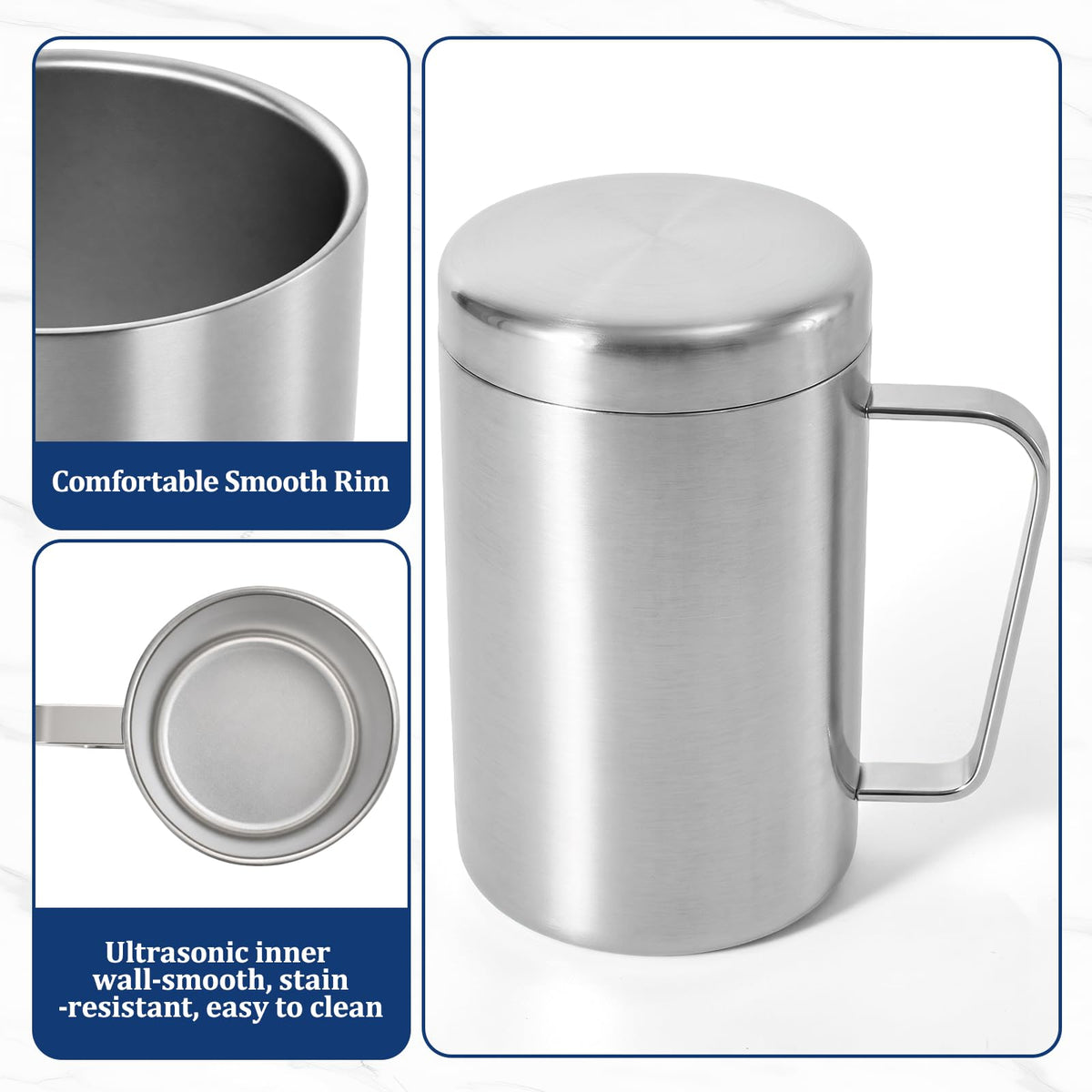 17oz Double Wall Stainless Steel Insulated Camping Mug with Lid F8245