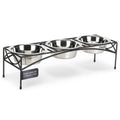 Black Triple Bowl Dog and Cat Feeder Stand with 3-2 Qt Stainless Bowls X80387