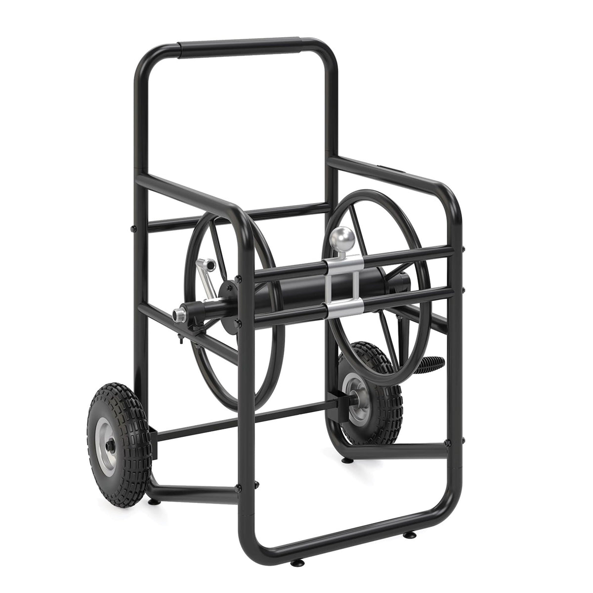 200' Steel Garden Hose Reel Cart with Flat-Free Rubber Tires A138