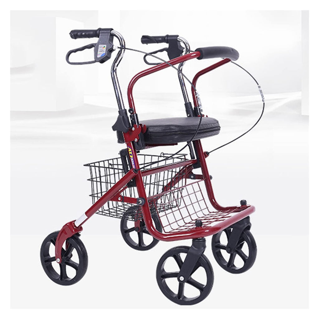 Upright Folding Rollator Walker with Seat F49549