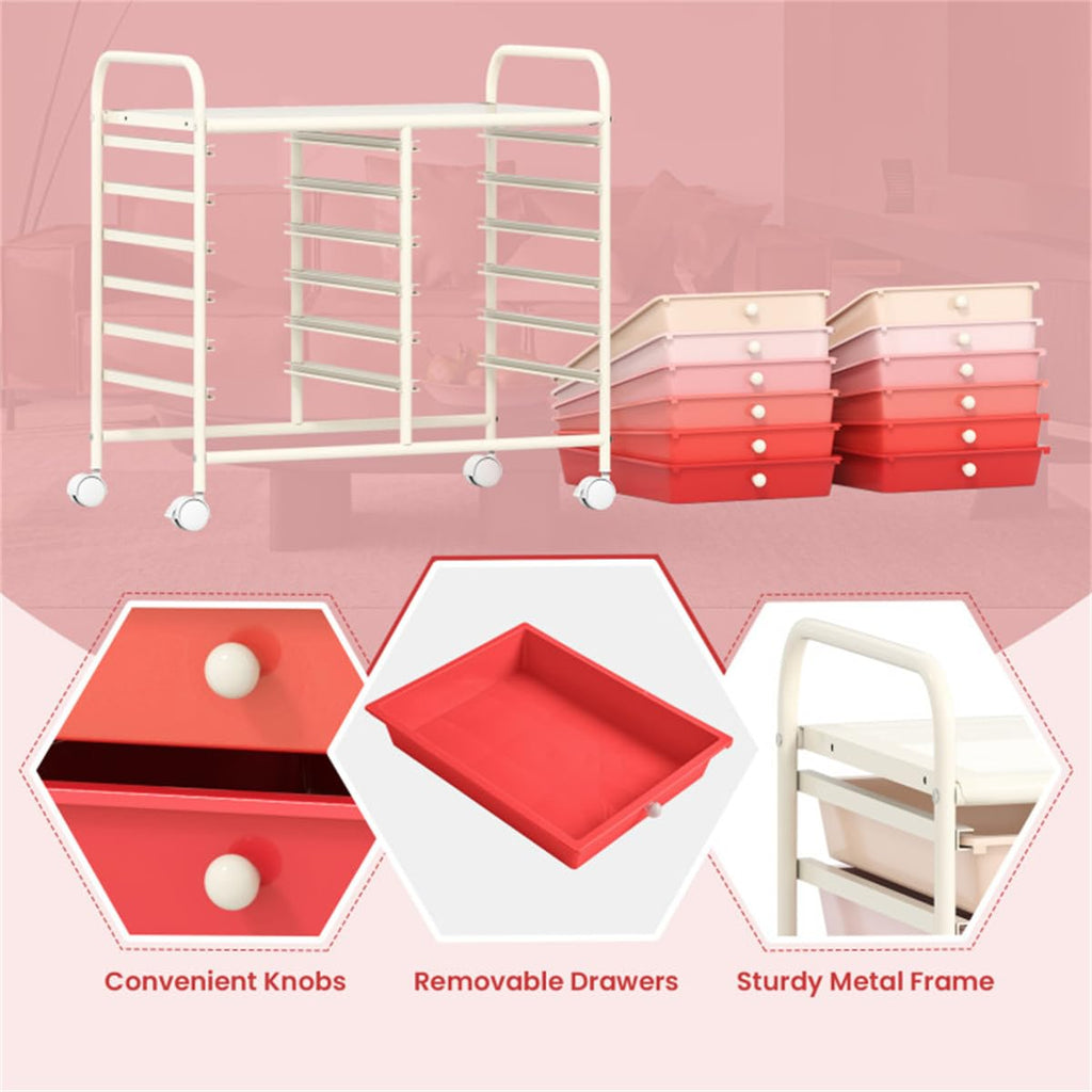 12 Drawer Rolling Storage Cart with Wheels E554027