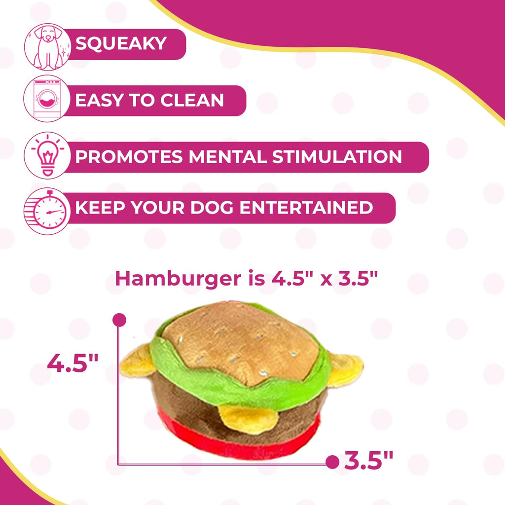 Hamburger Dog Toy with Squeaker I166