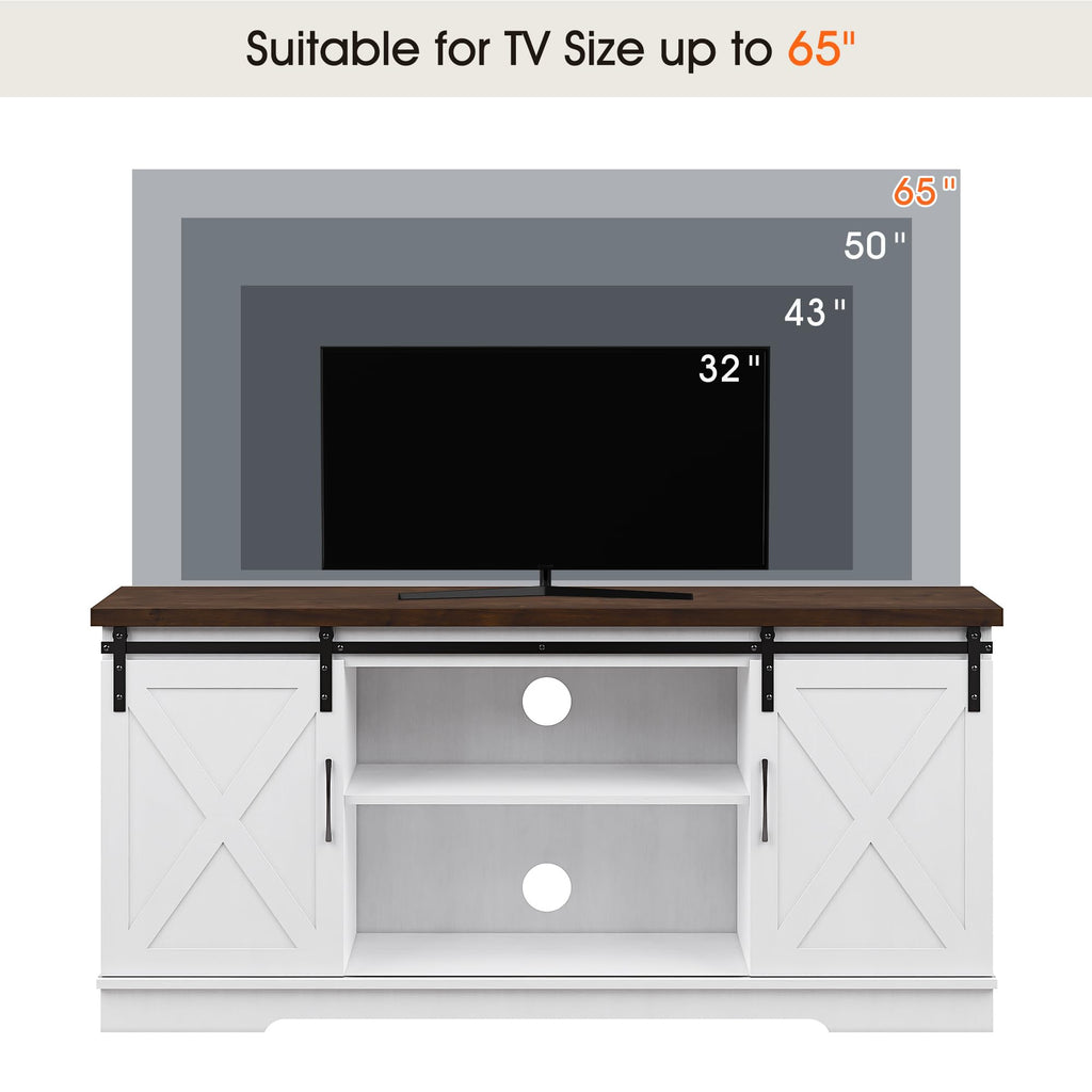 65 Inch TV Stand with Sliding Barn Doors and Storage Cabinet U820189
