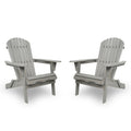 Folding Adirondack Chair Set of 2 Solid Cedar Wood Gray V55239
