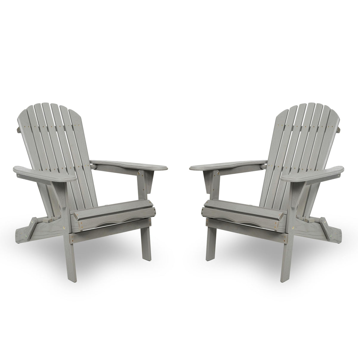 Folding Adirondack Chair Set of 2 Solid Cedar Wood Gray V55239