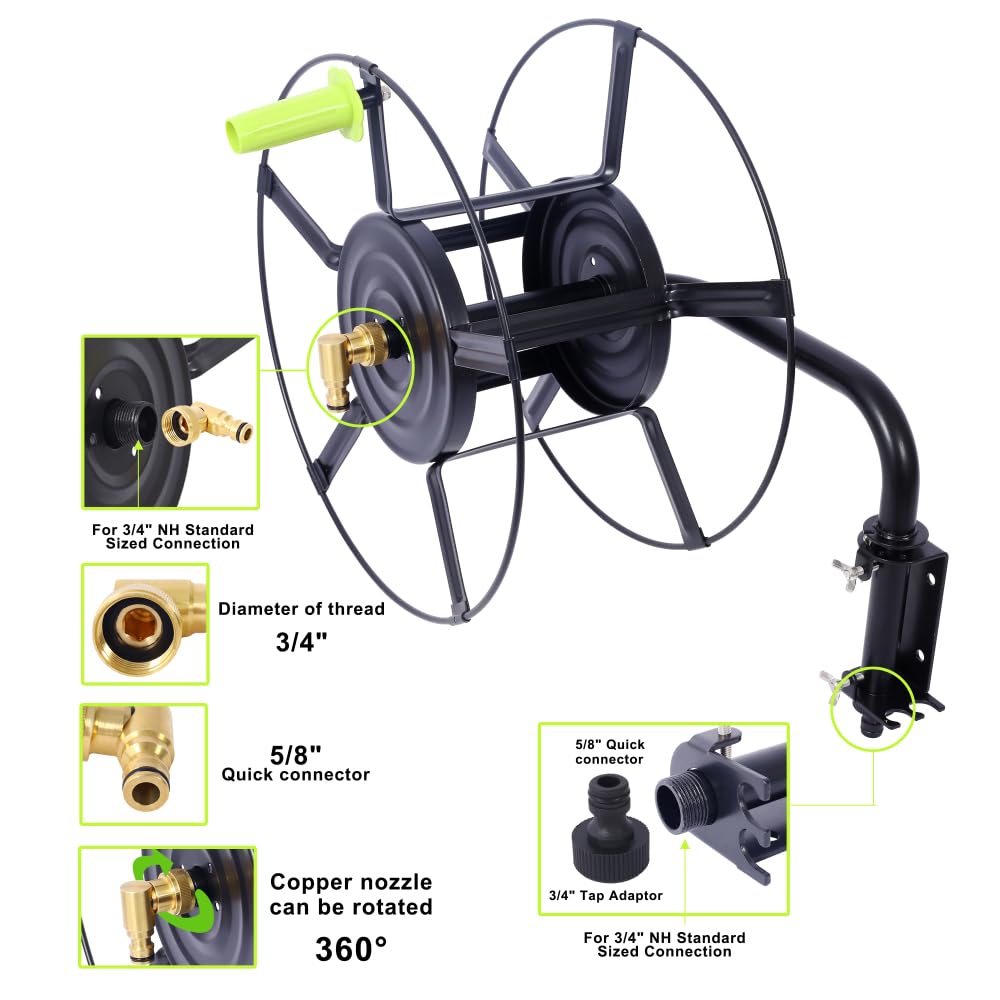 Retractable Wall Mount Hose Reel with 180° Swivel S27667