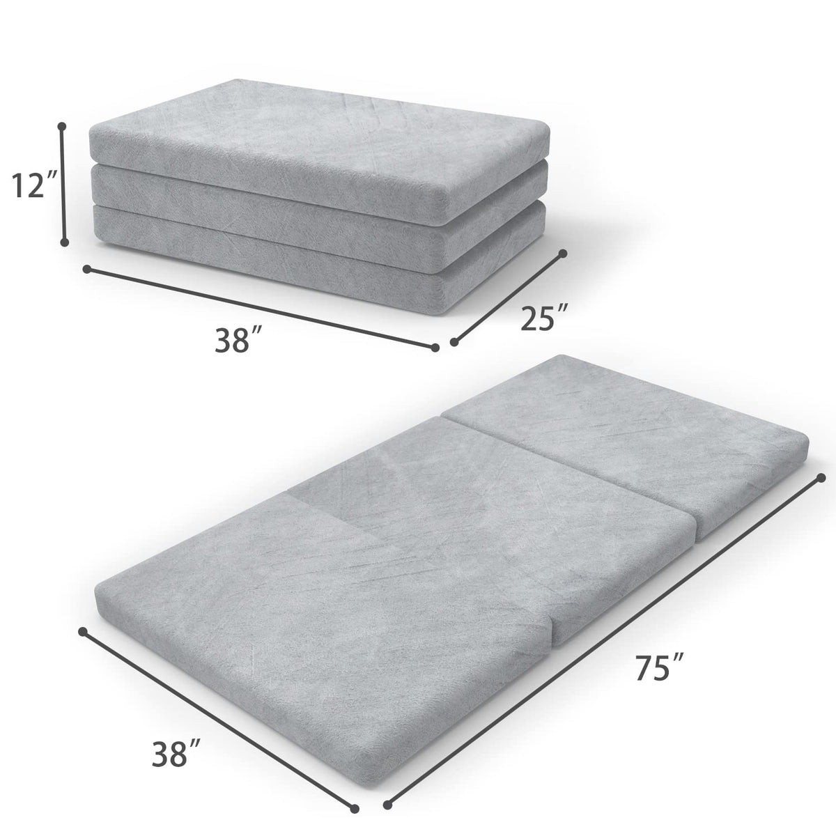 3.95" Full Memory Foam Folding Topper with Storage Bag Q561834