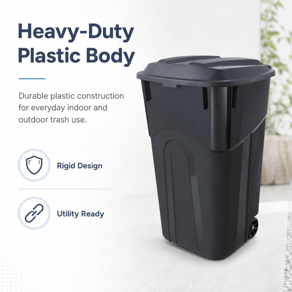 32-Gallon Heavy-Duty Wheeled Trash Can with Click-Lock Lid S1264