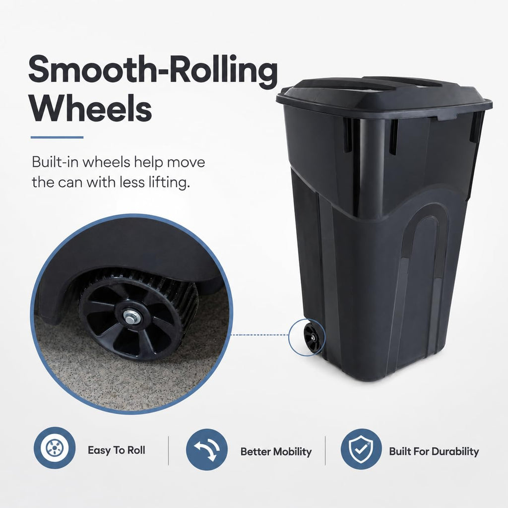 32-Gallon Heavy-Duty Wheeled Trash Can with Click-Lock Lid S1264