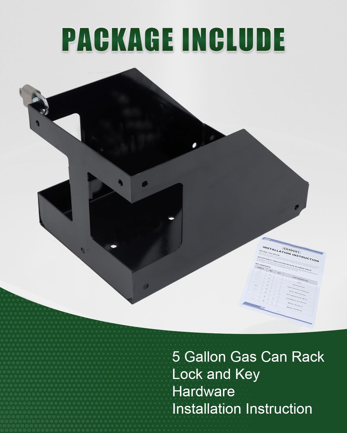 5 Gallon Fuel Gas Can Rack Holder with Lock V6090