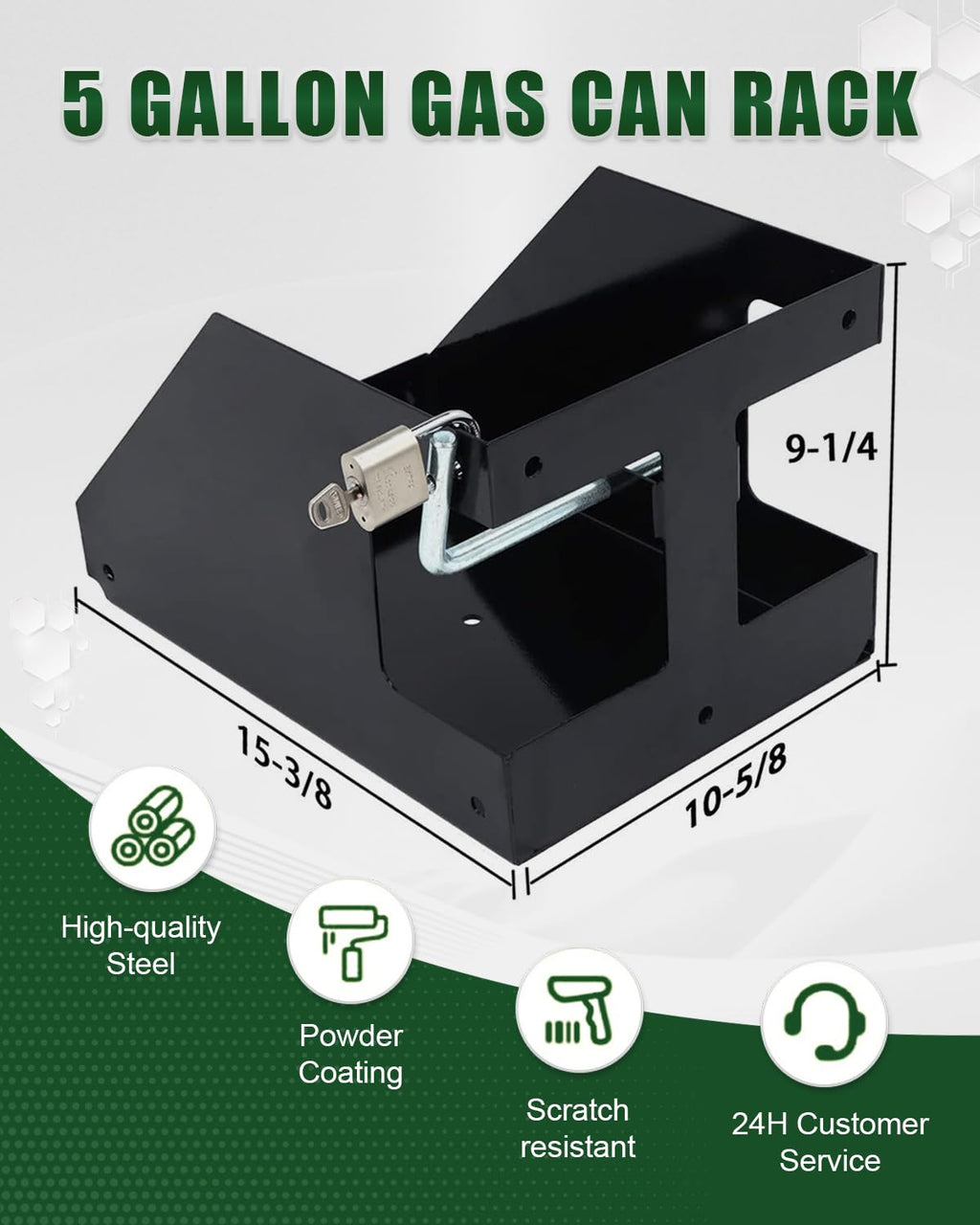 5 Gallon Fuel Gas Can Rack Holder with Lock V6090