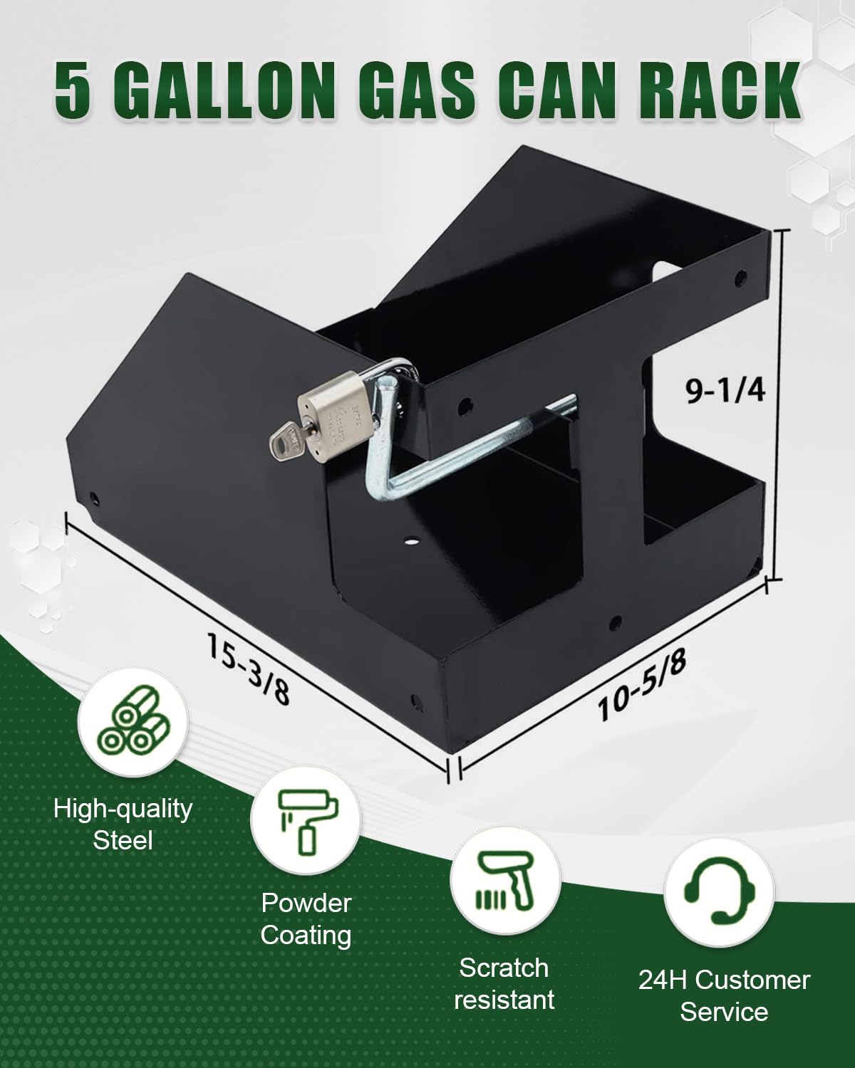 5 Gallon Fuel Gas Can Rack Holder with Lock V6090