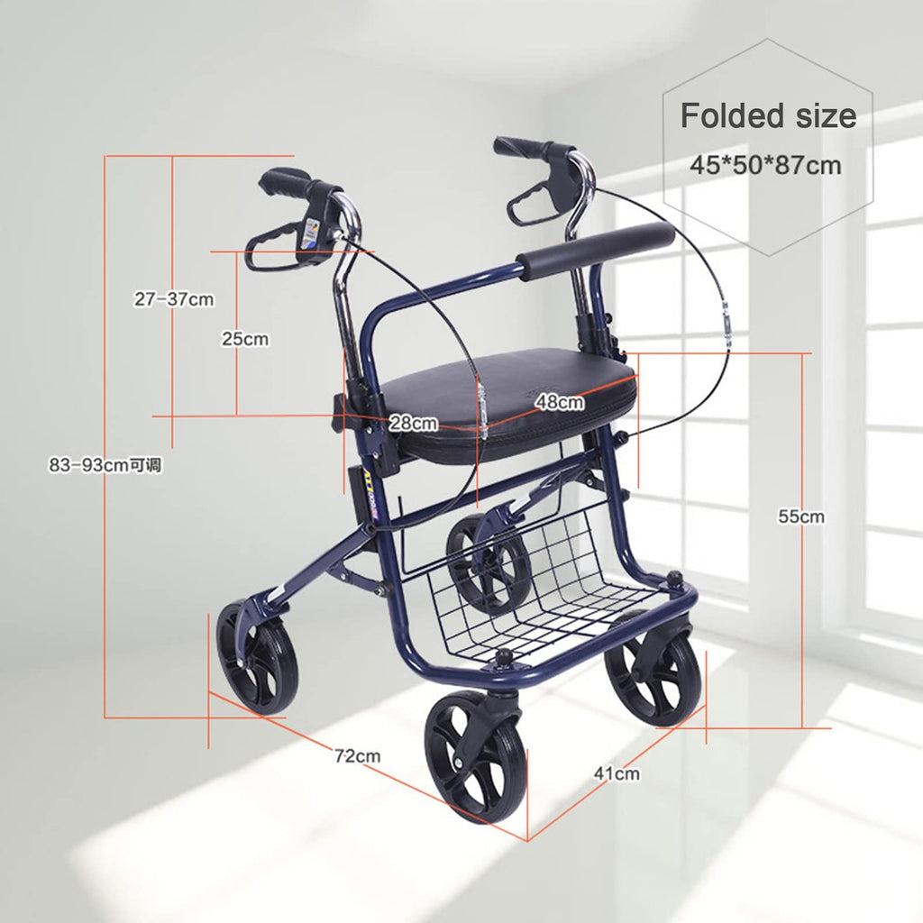 Upright Folding Rollator Walker with Seat F49549