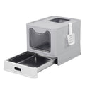 Foldable Stainless Steel Enclosed Cat Litter Box with Lid and Scoop K5359