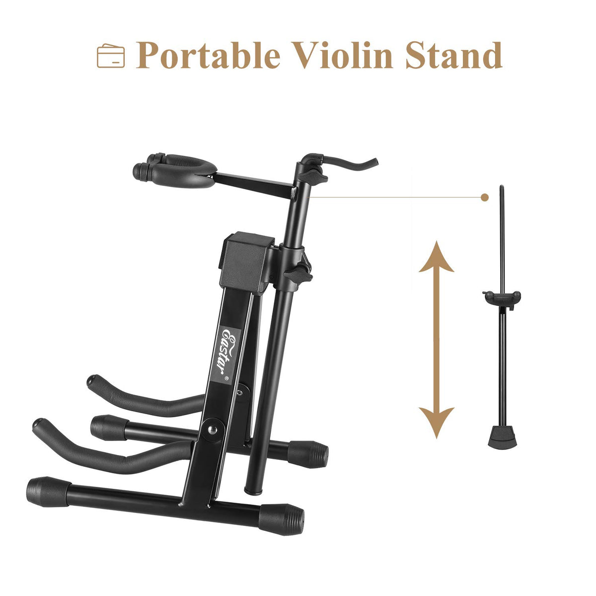 Violin Stand with Bows, Portable and Adjustable Holder Black W10859