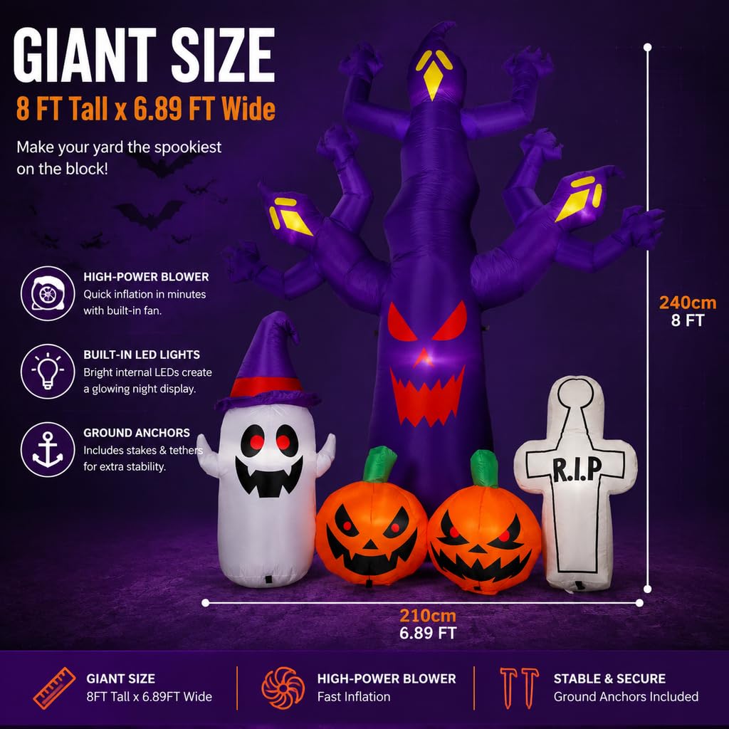 8FT Halloween Inflatables Tree with LEDs H10835
