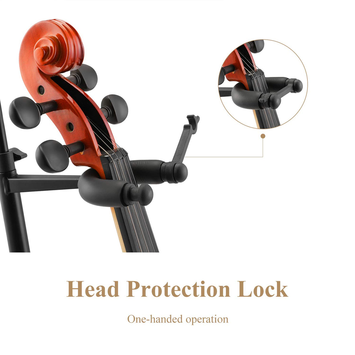 Violin Stand with Bows, Portable and Adjustable Holder Black W10859