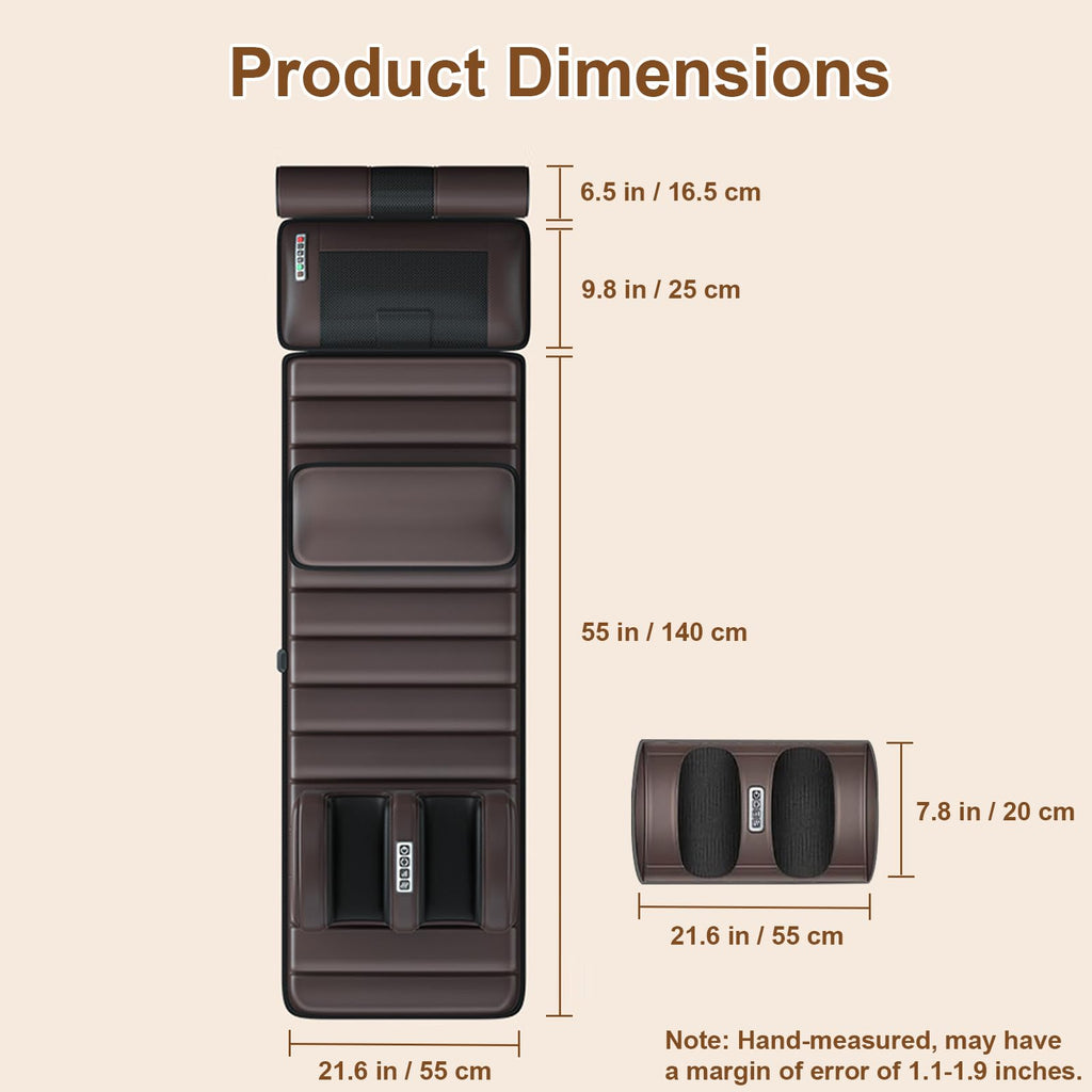 Brown Full Body Heating Massage Mat with Detachable Neck and Leg Massagers B399729
