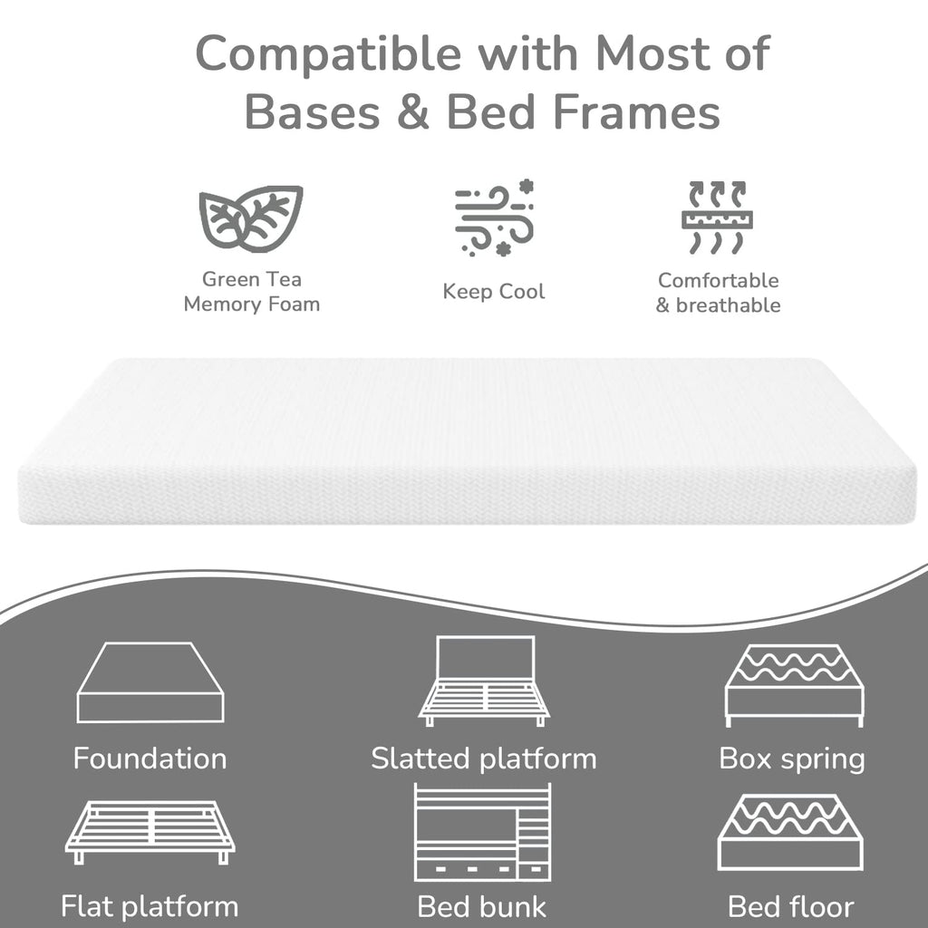5 Inch Twin Mattress Green Tea Gel Memory Foam R504