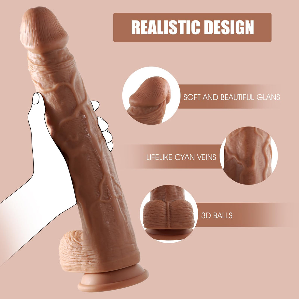 12 inch Dual Silicone Curved Dildo with Suction Cup E2027