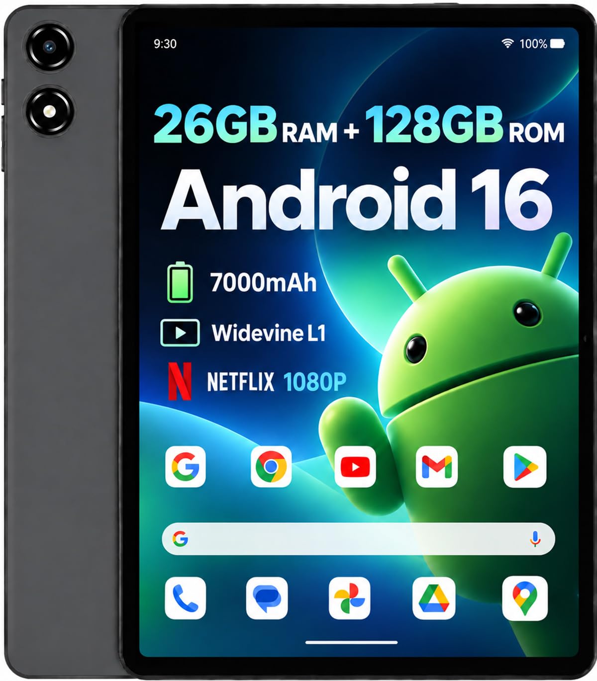 10 inch Tablet with 26GB RAM 128GB ROM 7000 mAh I3826