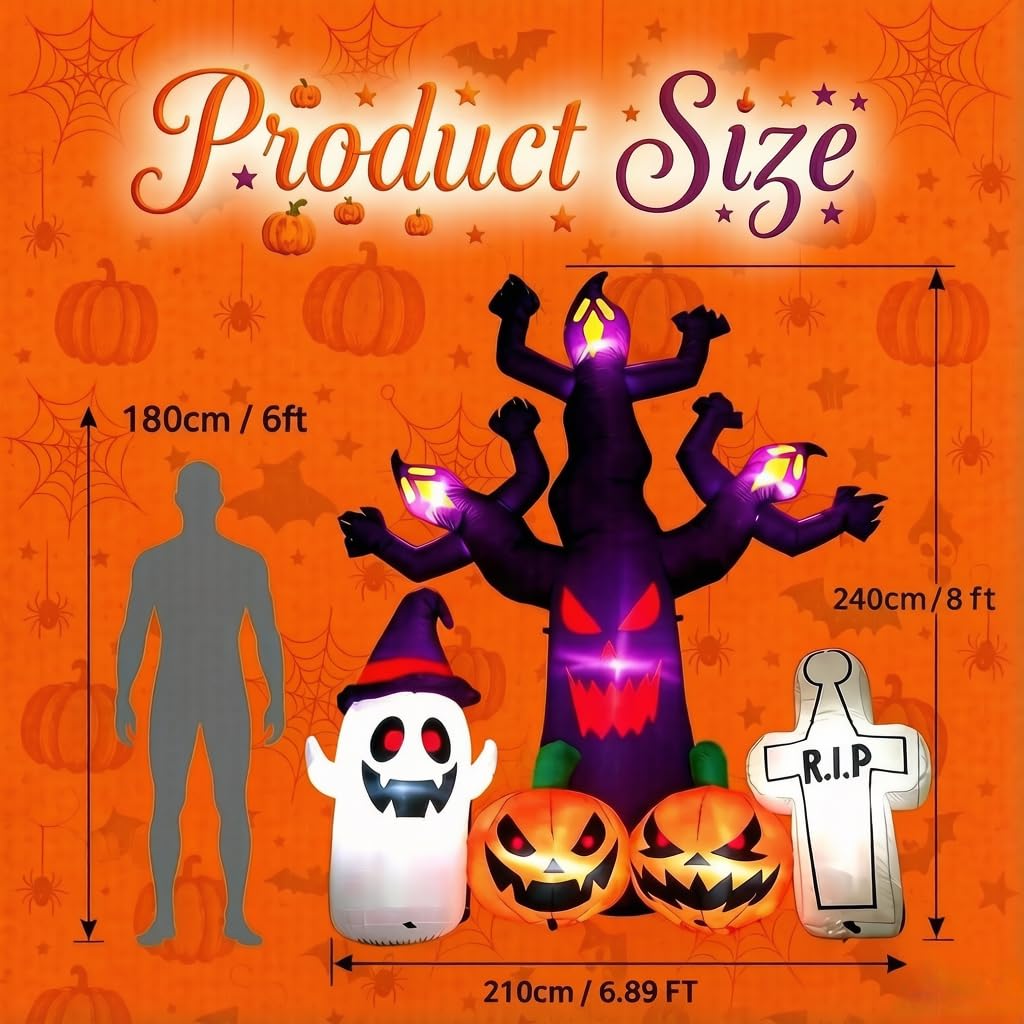 8FT Halloween Inflatables Tree with LEDs H10835