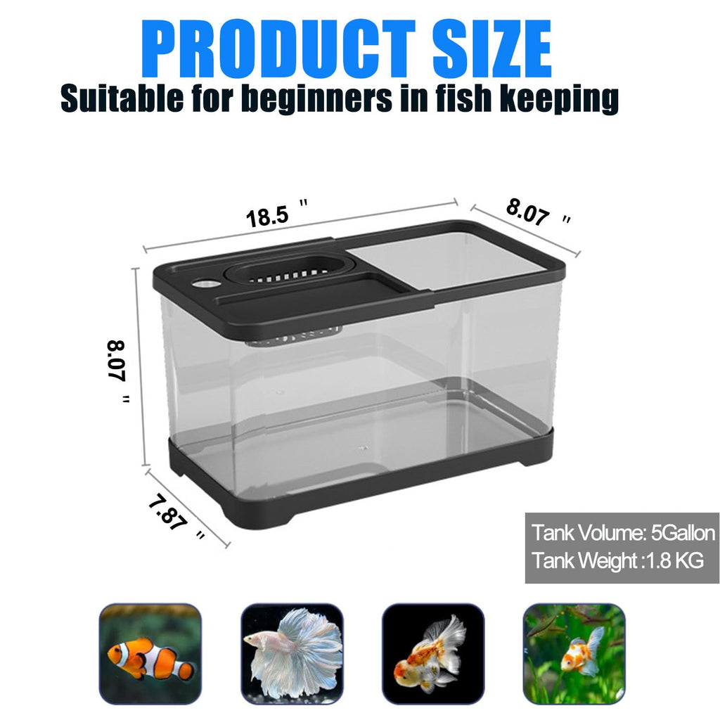 5 Gallon Plastic Fish Tank with Filter and Lid S608911