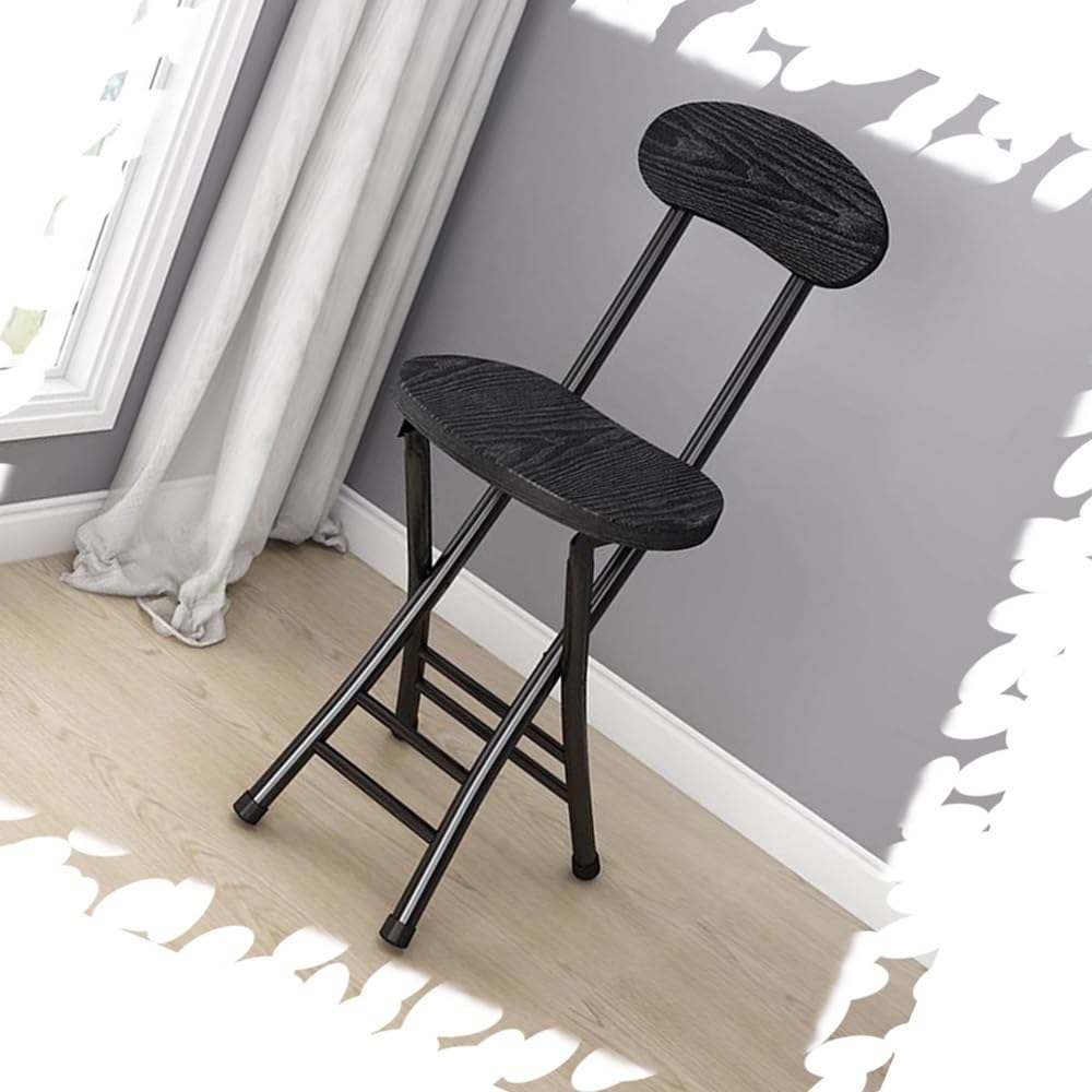 18" Black Foldable Counter Height Bar Stools with Backrest L93142