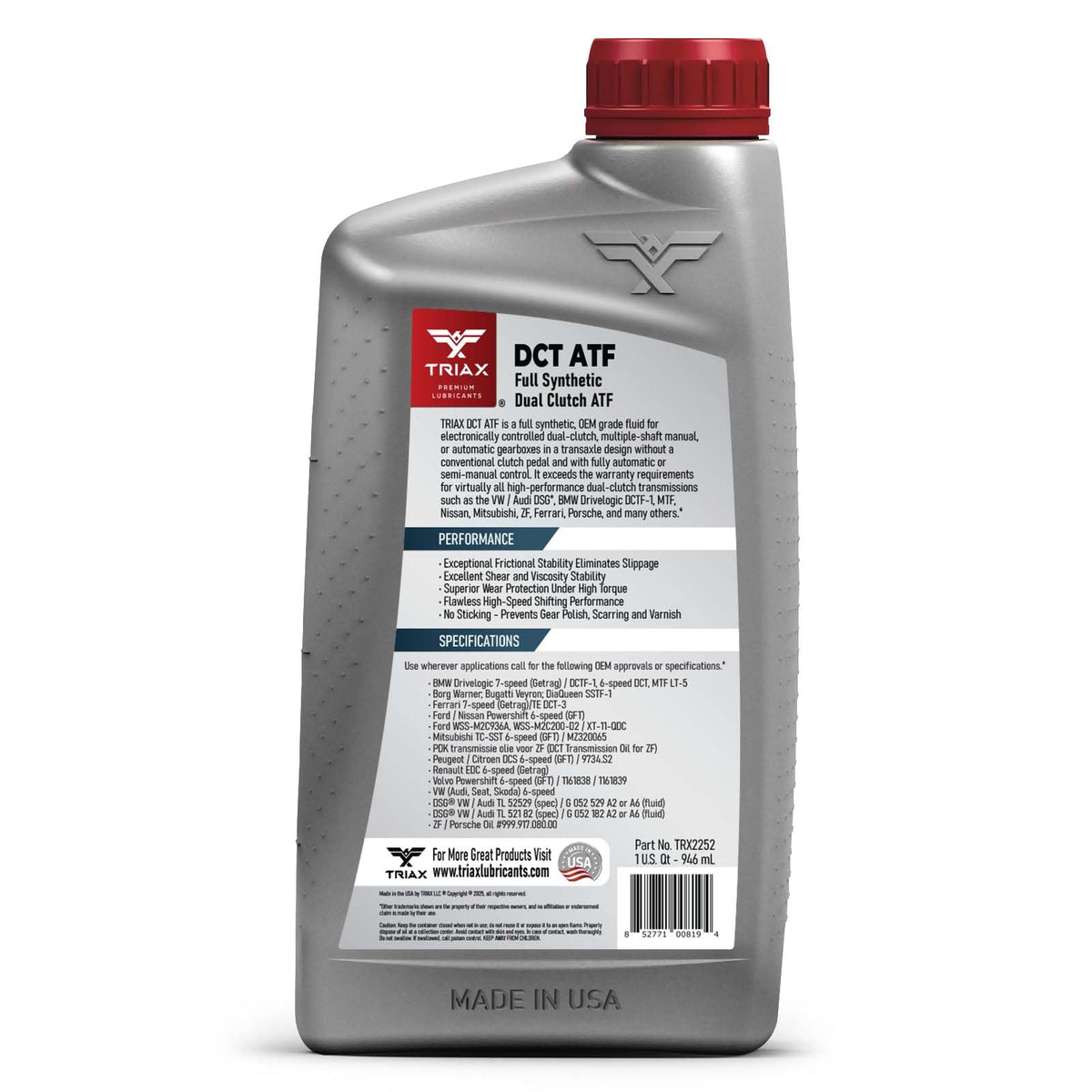 Full Synthetic Dual Clutch Automatic Transmission Fluid 1 Quart S6781
