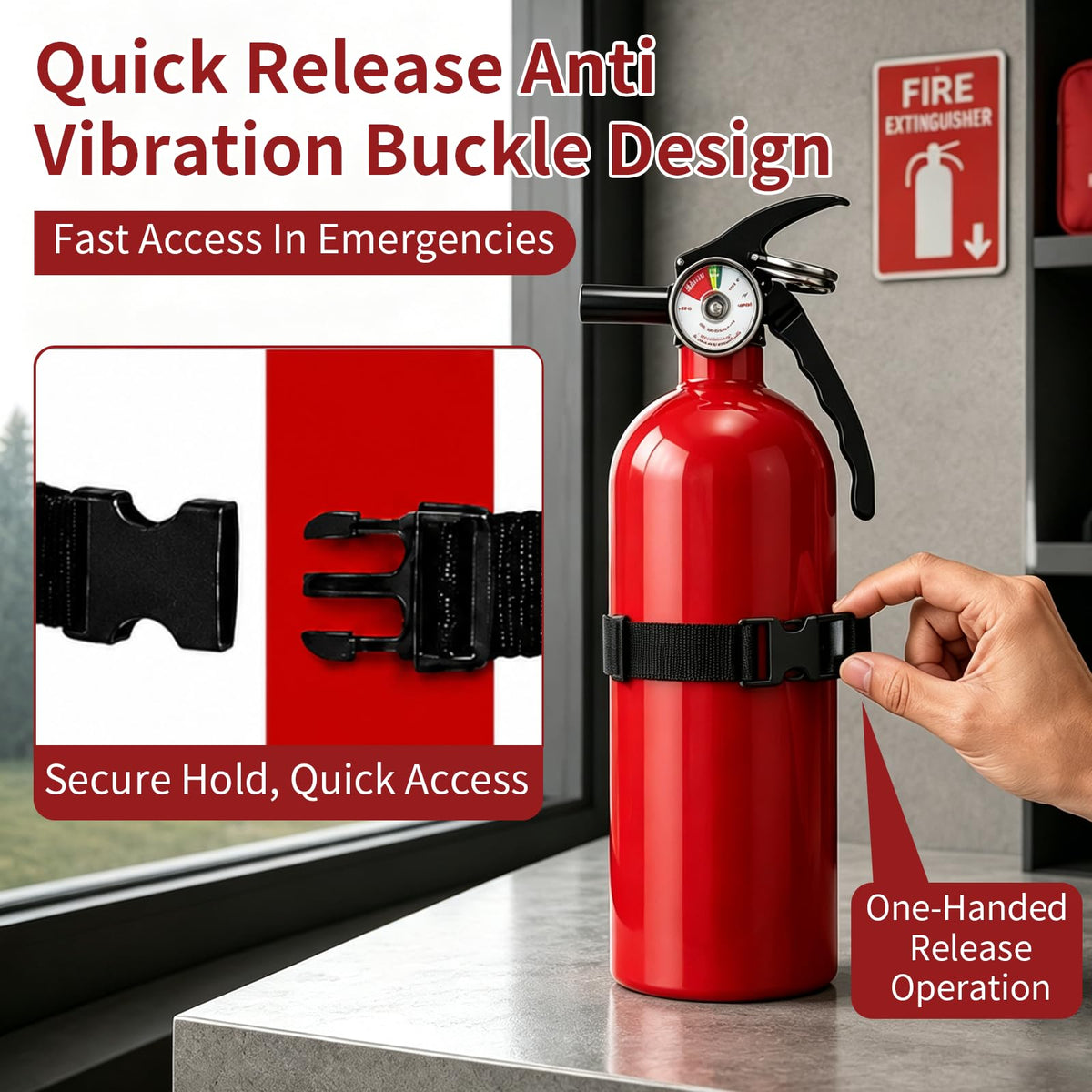 Fire Extinguisher Bracket Quick Release Anti-Vibration Mount Holder G59862