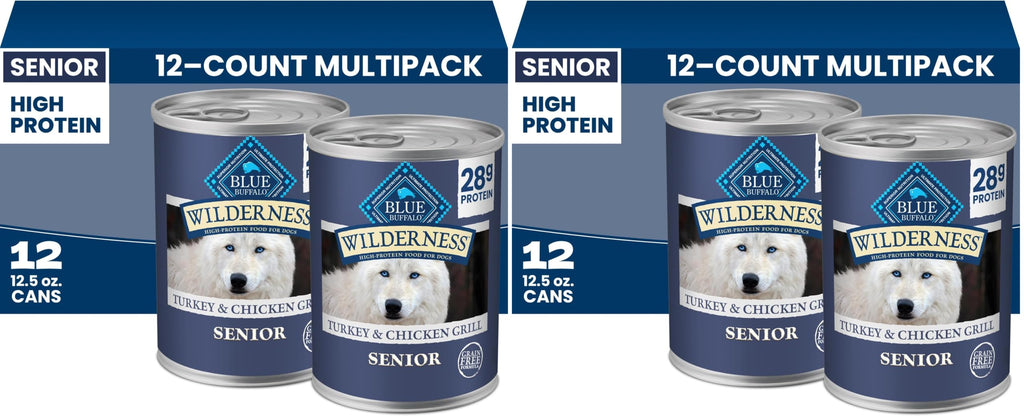 High Protein Wet Food for Senior Dogs, Turkey & Chicken, 12.5-oz Cans, Pack of 24 Y3896