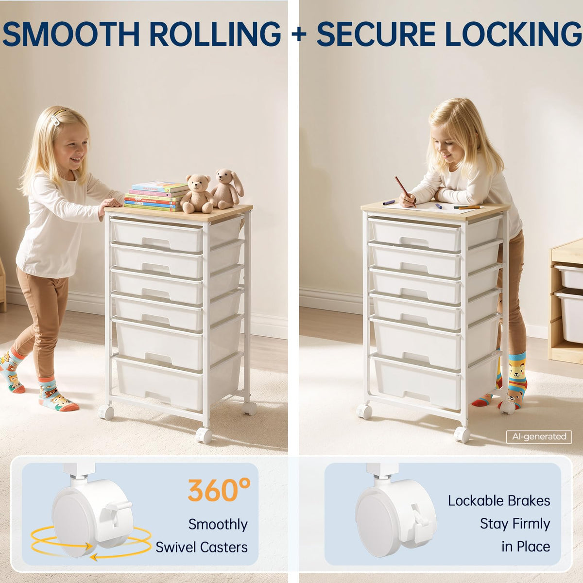 Rolling Storage Cart with 6 Drawers C2744